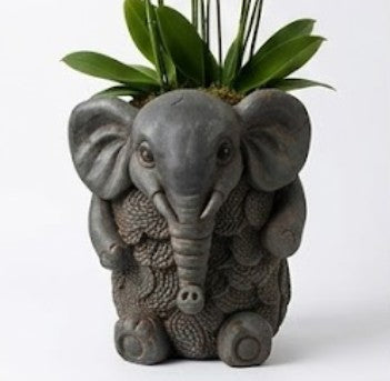 Elephant Planter Vase, Decorative Flower Pot, Polyester Elephant Sculpture, Animal Decor