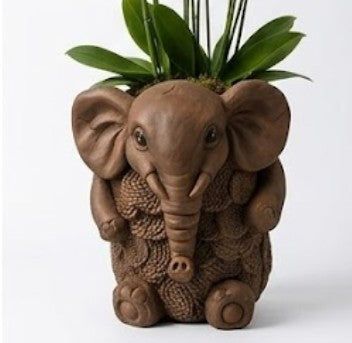 Elephant Planter Vase, Decorative Flower Pot, Polyester Elephant Sculpture, Animal Decor