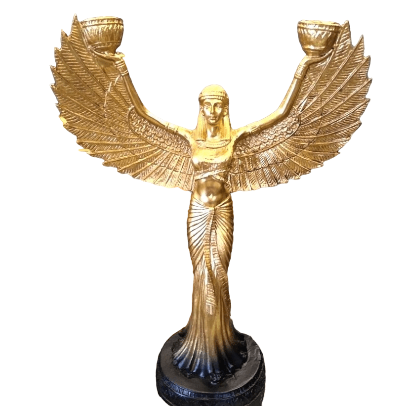 Statua portacandele della dea Iside, portacandele egizio di Iside, portacandele di Iside, candeliere di Iside, decorazione artistica con portacandele di Iside