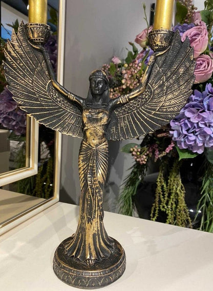 Statua portacandele della dea Iside, portacandele egizio di Iside, portacandele di Iside, candeliere di Iside, decorazione artistica con portacandele di Iside