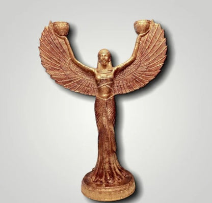 Statua portacandele della dea Iside, portacandele egizio di Iside, portacandele di Iside, candeliere di Iside, decorazione artistica con portacandele di Iside