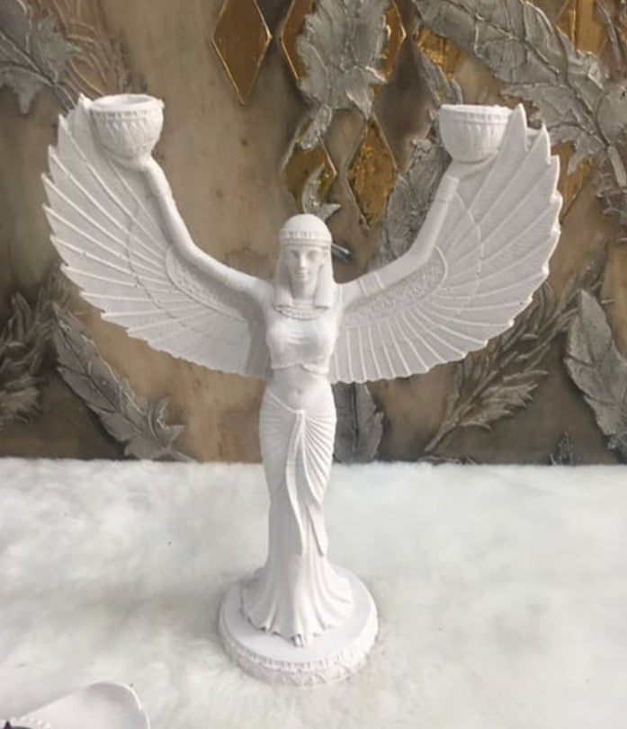 Statua portacandele della dea Iside, portacandele egizio di Iside, portacandele di Iside, candeliere di Iside, decorazione artistica con portacandele di Iside