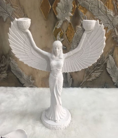 Statua portacandele della dea Iside, portacandele egizio di Iside, portacandele di Iside, candeliere di Iside, decorazione artistica con portacandele di Iside