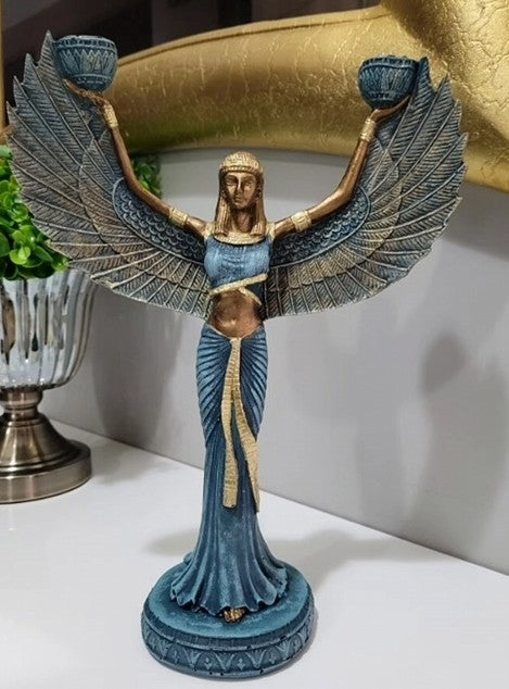 Statua portacandele della dea Iside, portacandele egizio di Iside, portacandele di Iside, candeliere di Iside, decorazione artistica con portacandele di Iside