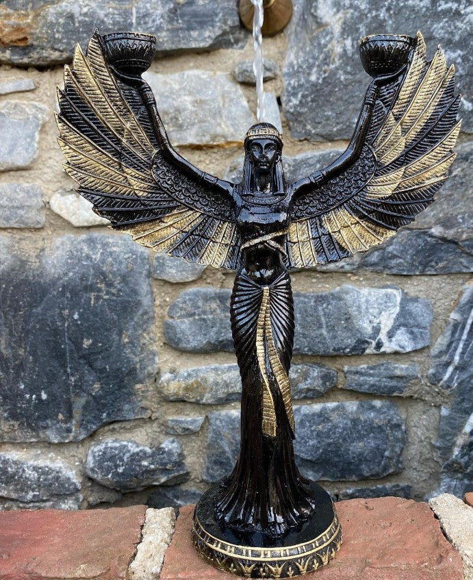 Statua portacandele della dea Iside, portacandele egizio di Iside, portacandele di Iside, candeliere di Iside, decorazione artistica con portacandele di Iside