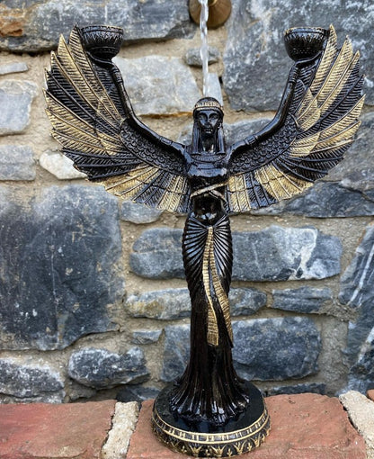Statua portacandele della dea Iside, portacandele egizio di Iside, portacandele di Iside, candeliere di Iside, decorazione artistica con portacandele di Iside