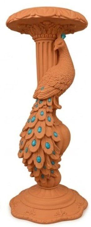 Peacock Candlestick Holder, Decorative Candle Stand, Polyester Peacock Sculpture, Polyester Candle Holder