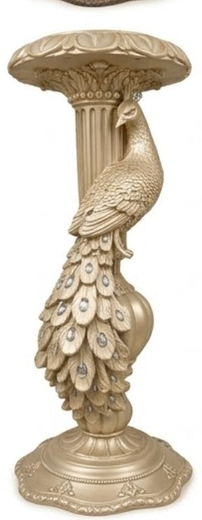 Peacock Candlestick Holder, Decorative Candle Stand, Polyester Peacock Sculpture, Polyester Candle Holder