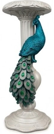 Peacock Candlestick Holder, Decorative Candle Stand, Polyester Peacock Sculpture, Polyester Candle Holder