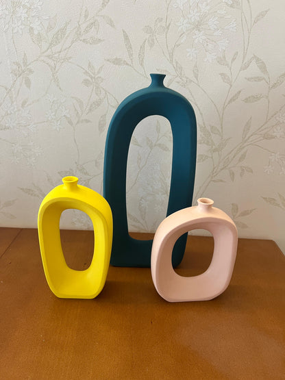 Modern Ceramic Abstract Vases Set, Sculptural Hollow Centerpieces, Abstract Ceramic Vase, Modern Vase Trio, Modern Hollow Vase, Hollow Vase, Hollow Vase Decor