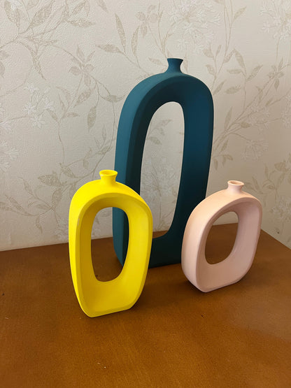 Modern Ceramic Abstract Vases Set, Sculptural Hollow Centerpieces, Abstract Ceramic Vase, Modern Vase Trio, Modern Hollow Vase, Hollow Vase, Hollow Vase Decor