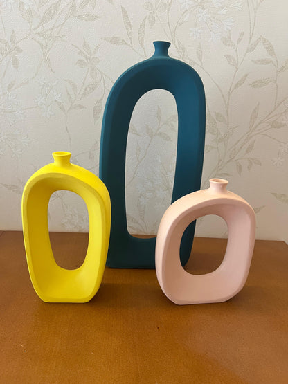 Modern Ceramic Abstract Vases Set, Sculptural Hollow Centerpieces, Abstract Ceramic Vase, Modern Vase Trio, Modern Hollow Vase, Hollow Vase, Hollow Vase Decor