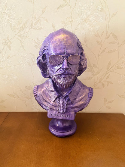 Shakespeare Bust Statue, Shakespeare With Sunglasses Statue, Modernized Historical Figure Bust, Shakespeare Bust Sculpture, Shakespeare Bust, Shakespeare Statue