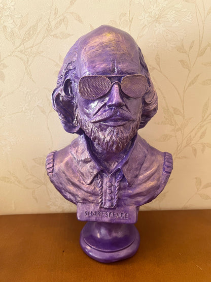Shakespeare Bust Statue, Shakespeare With Sunglasses Statue, Modernized Historical Figure Bust, Shakespeare Bust Sculpture, Shakespeare Bust, Shakespeare Statue