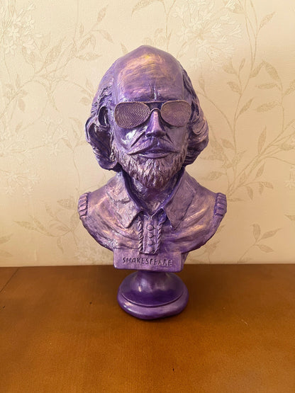 Shakespeare Bust Statue, Shakespeare With Sunglasses Statue, Modernized Historical Figure Bust, Shakespeare Bust Sculpture, Shakespeare Bust, Shakespeare Statue
