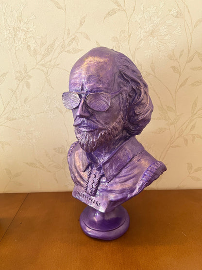 Shakespeare Bust Statue, Shakespeare With Sunglasses Statue, Modernized Historical Figure Bust, Shakespeare Bust Sculpture, Shakespeare Bust, Shakespeare Statue