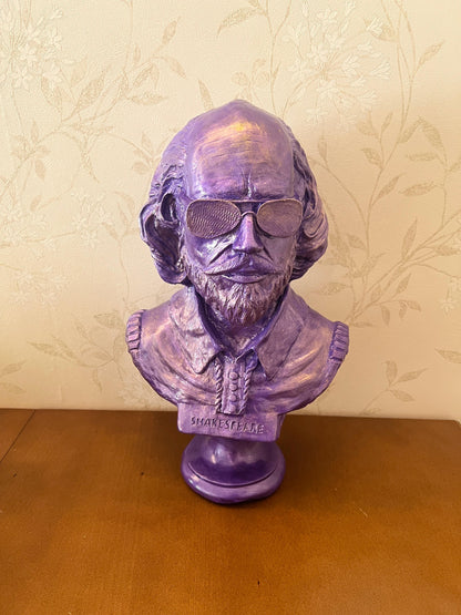 Shakespeare Bust Statue, Shakespeare With Sunglasses Statue, Modernized Historical Figure Bust, Shakespeare Bust Sculpture, Shakespeare Bust, Shakespeare Statue