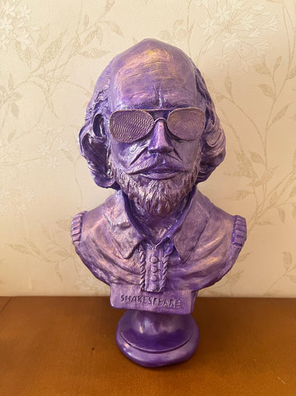 Shakespeare Bust Statue, Shakespeare With Sunglasses Statue, Modernized Historical Figure Bust, Shakespeare Bust Sculpture, Shakespeare Bust, Shakespeare Statue
