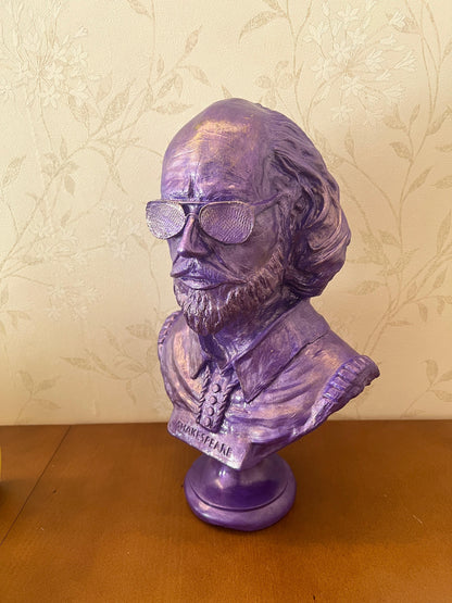 Shakespeare Bust Statue, Shakespeare With Sunglasses Statue, Modernized Historical Figure Bust, Shakespeare Bust Sculpture, Shakespeare Bust, Shakespeare Statue