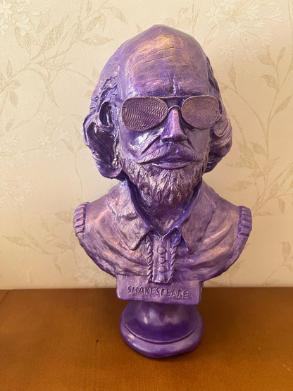 Shakespeare Bust Statue, Shakespeare With Sunglasses Statue, Modernized Historical Figure Bust, Shakespeare Bust Sculpture, Shakespeare Bust, Shakespeare Statue