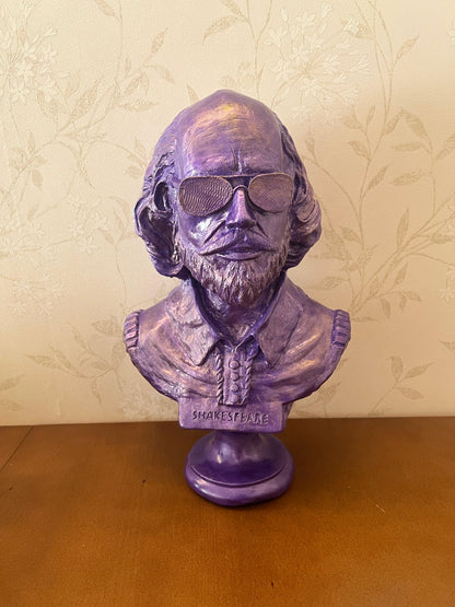 Shakespeare Bust Statue, Shakespeare With Sunglasses Statue, Modernized Historical Figure Bust, Shakespeare Bust Sculpture, Shakespeare Bust, Shakespeare Statue