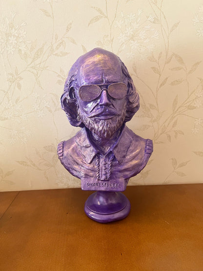 Shakespeare Bust Statue, Shakespeare With Sunglasses Statue, Modernized Historical Figure Bust, Shakespeare Bust Sculpture, Shakespeare Bust, Shakespeare Statue