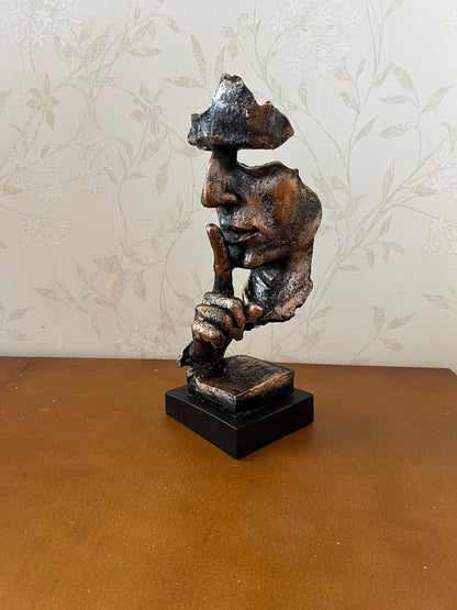 Silence Face Sculpture, Shushing Mask Decor, Abstract Face Statue, Emotional Art Piece