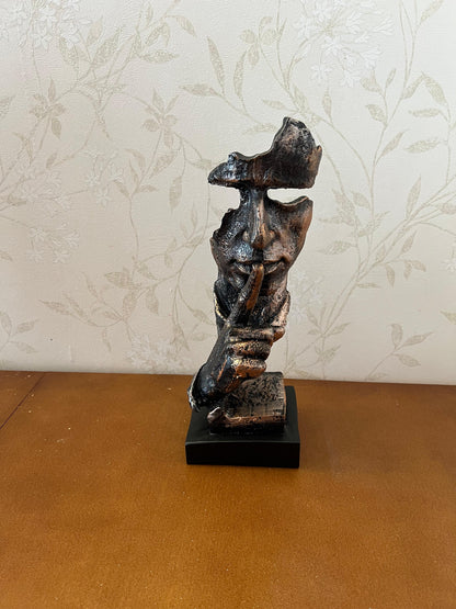 Silence Face Sculpture, Shushing Mask Decor, Abstract Face Statue, Emotional Art Piece