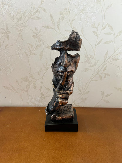 Silence Face Sculpture, Shushing Mask Decor, Abstract Face Statue, Emotional Art Piece