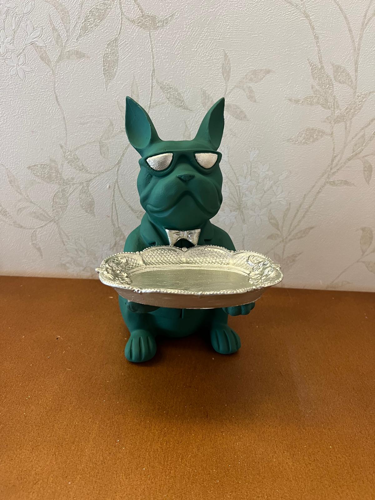 Handmade Bulldog Tray Decor, Funny Dog Sculpture, Polyester Modern Home Accent, French Bulldog Figurine Gift