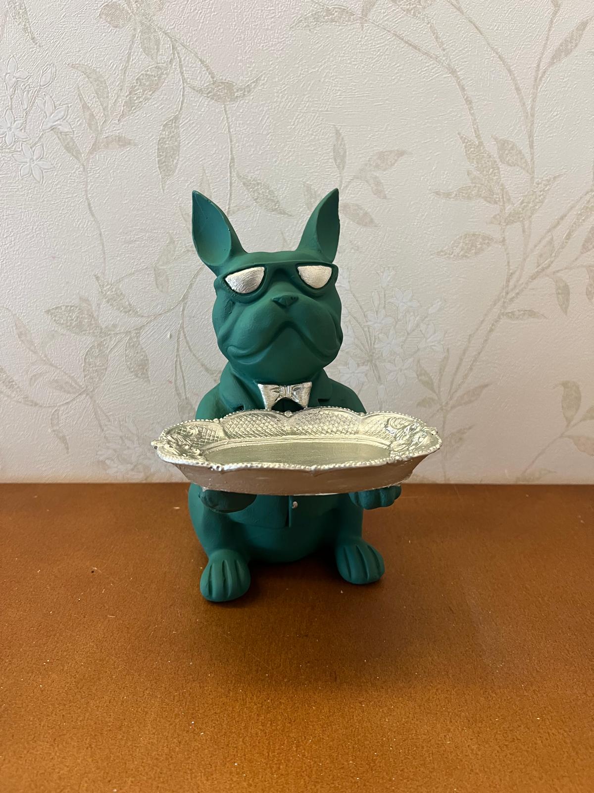 Handmade Bulldog Tray Decor, Funny Dog Sculpture, Polyester Modern Home Accent, French Bulldog Figurine Gift