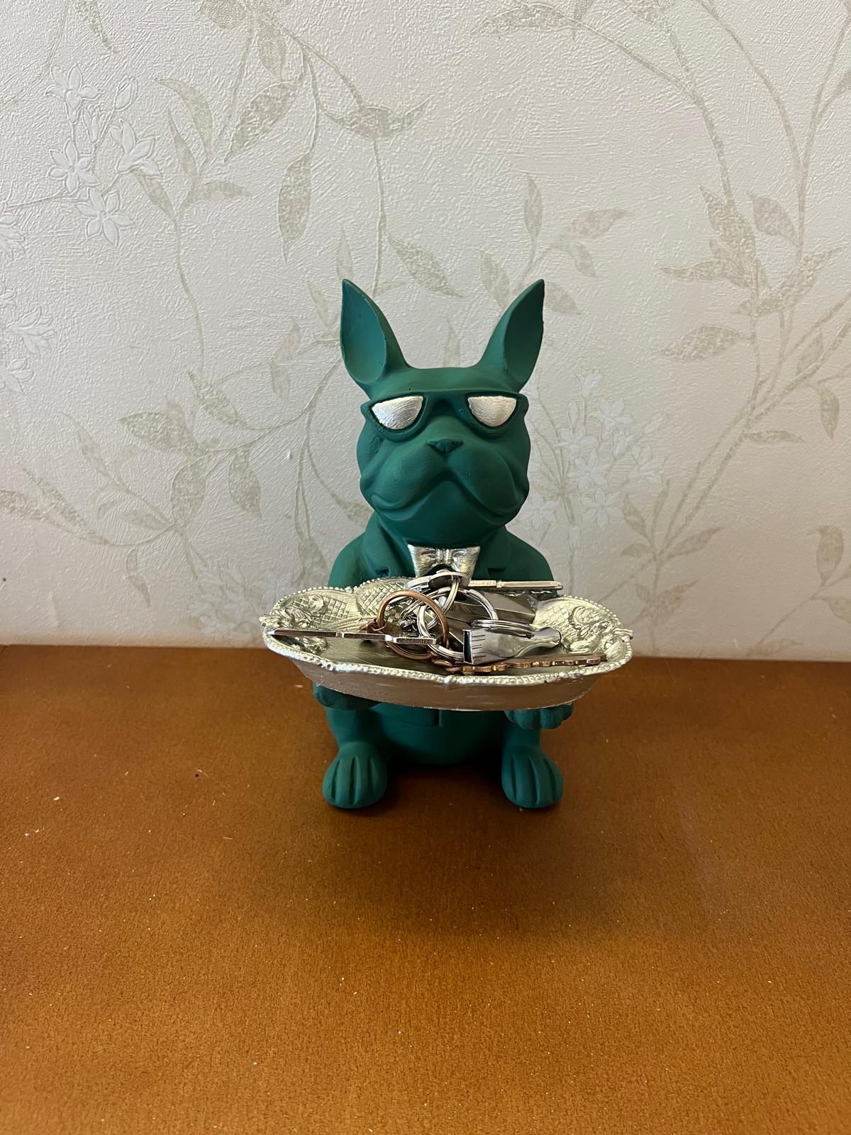 Handmade Bulldog Tray Decor, Funny Dog Sculpture, Polyester Modern Home Accent, French Bulldog Figurine Gift