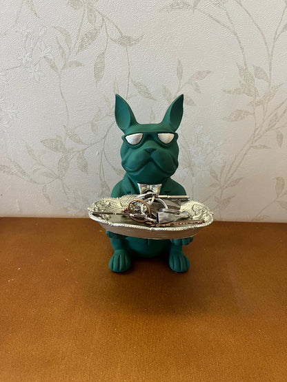 Handmade Bulldog Tray Decor, Funny Dog Sculpture, Polyester Modern Home Accent, French Bulldog Figurine Gift