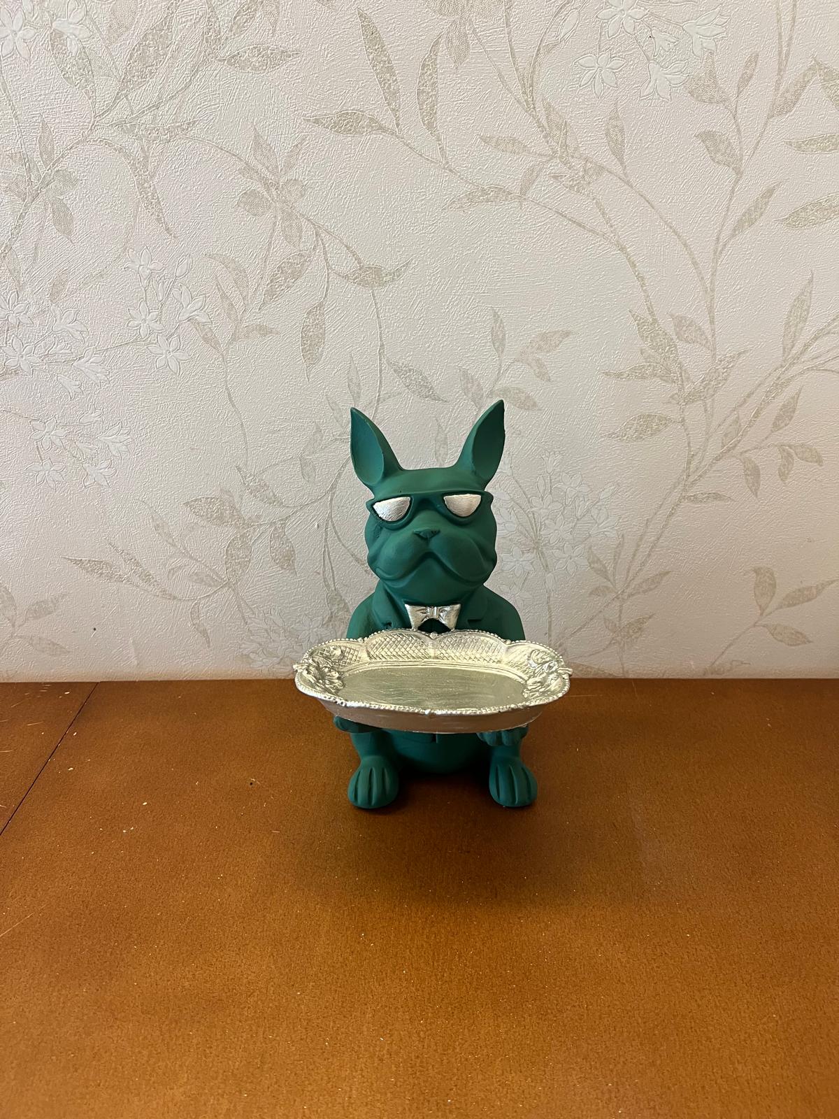 Handmade Bulldog Tray Decor, Funny Dog Sculpture, Polyester Modern Home Accent, French Bulldog Figurine Gift