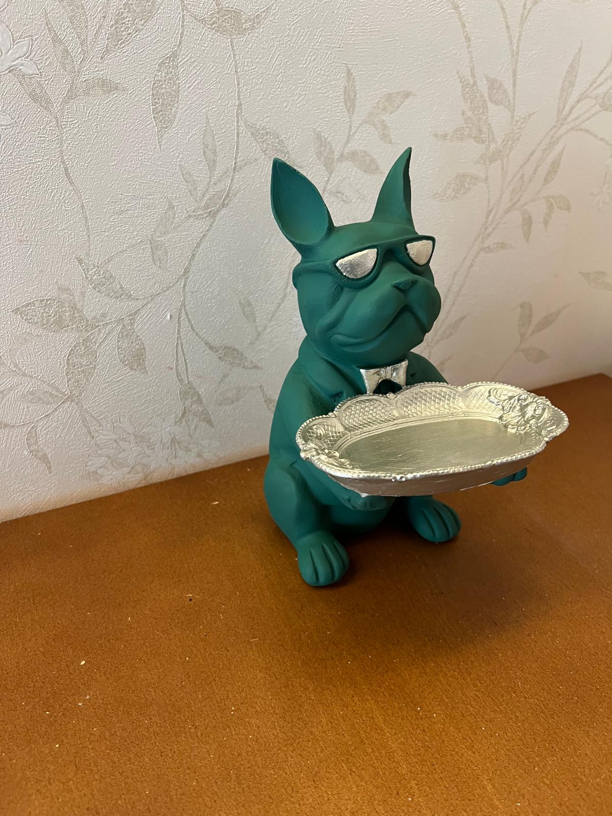 Handmade Bulldog Tray Decor, Funny Dog Sculpture, Polyester Modern Home Accent, French Bulldog Figurine Gift