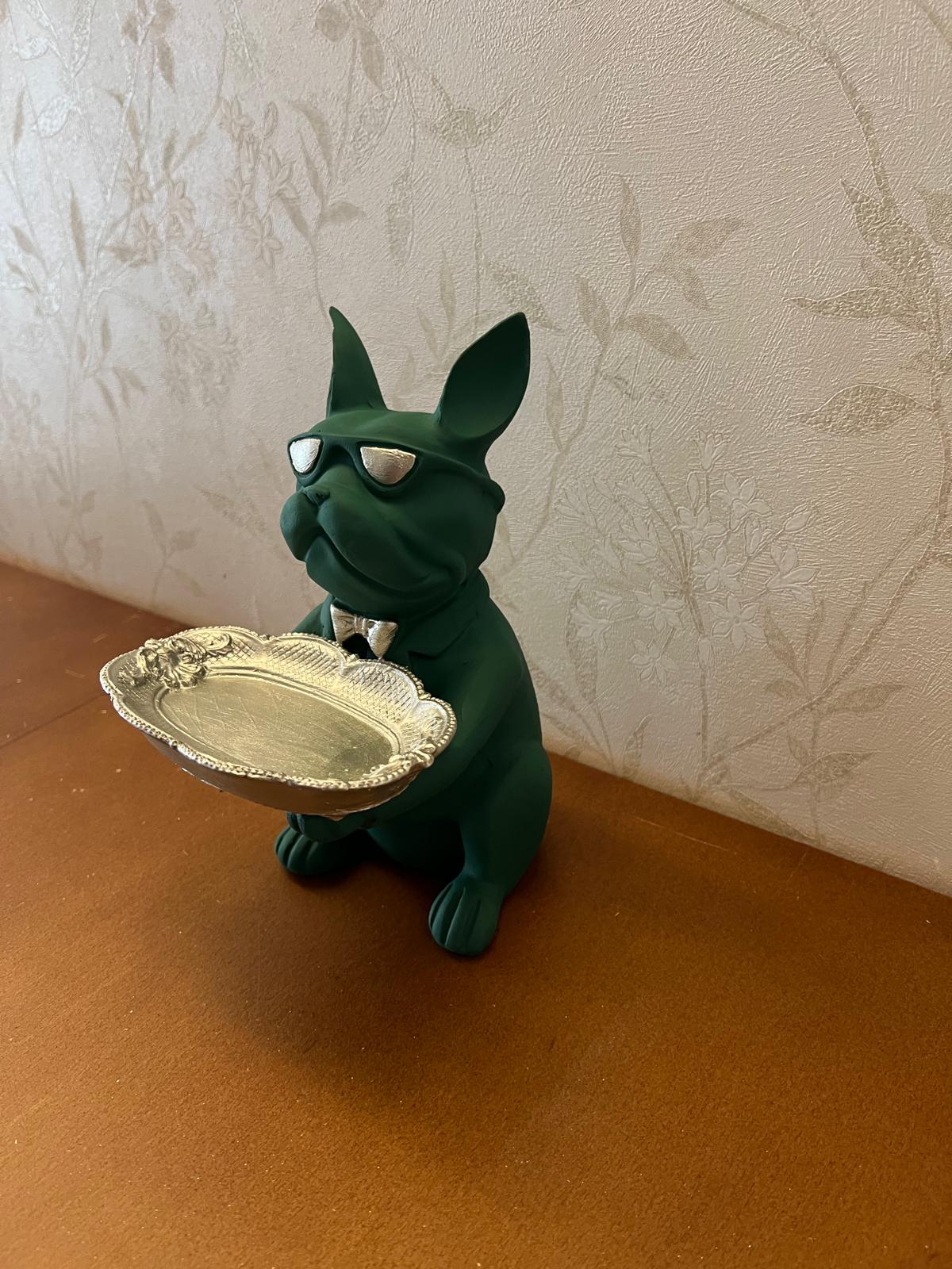 Handmade Bulldog Tray Decor, Funny Dog Sculpture, Polyester Modern Home Accent, French Bulldog Figurine Gift
