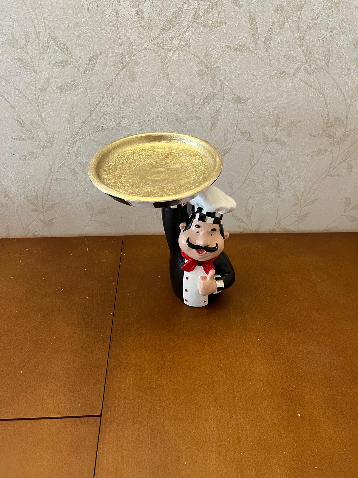 Chef Decor with Tray, Handmade Chef Decor with Tray, Handmade Chef Figurine with Tray, Handmade Chef Statue, Handmade Kitchen Chef Statue