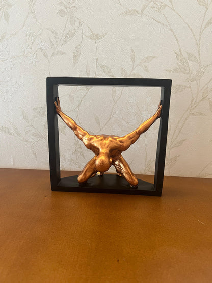 Abstract Man Holding Frame Sculpture, Framed Male Figure Statue, Modern Minimalist Human Sculpture, Abstract Human Sculpture, Human Statue
