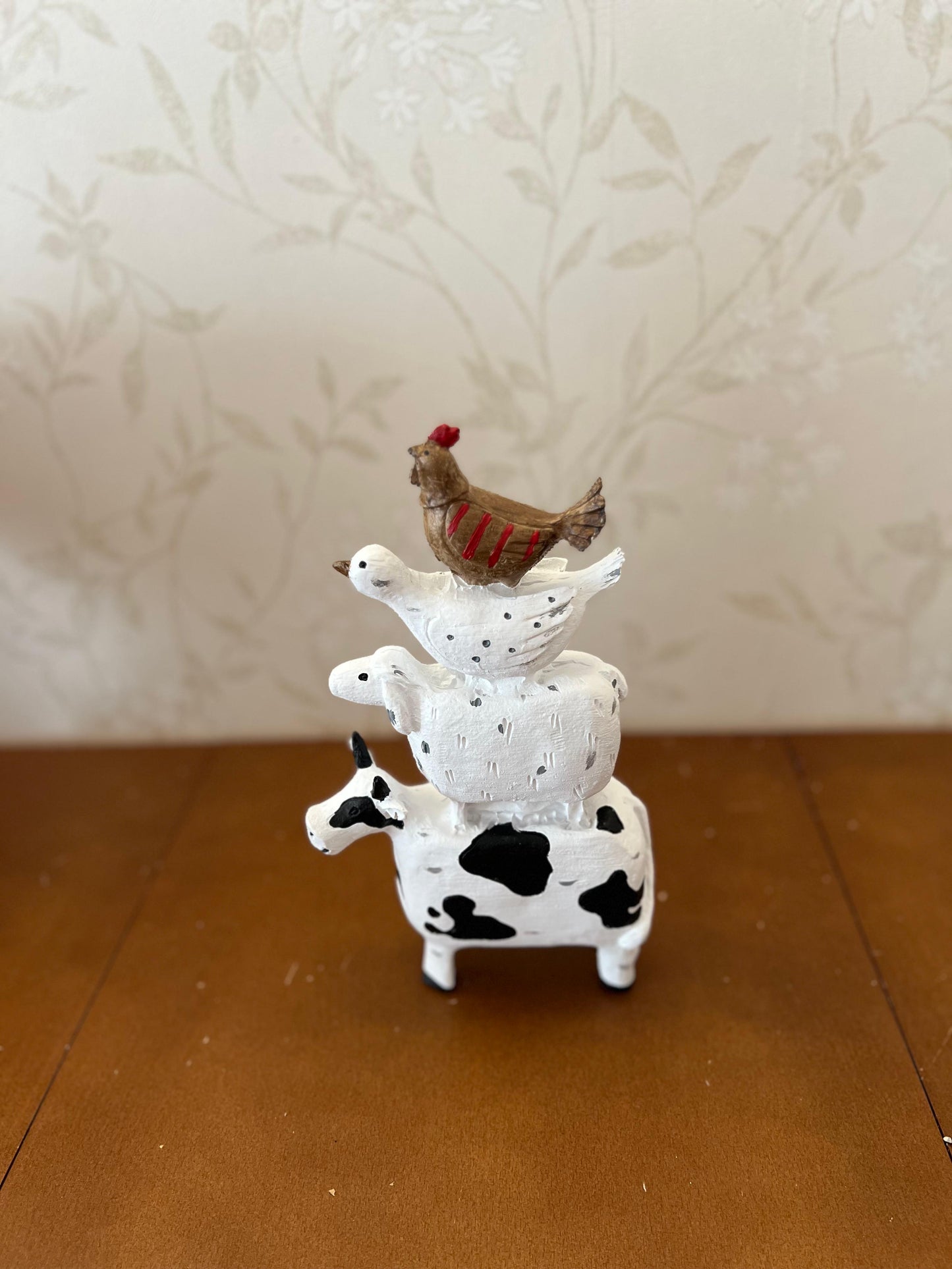 Farm Animals Stacked Statue, Colorful Stacked Farm Animal Statue, Farmhouse Style Stacked Animal Sculpture, Farm Animal Tower Figurine