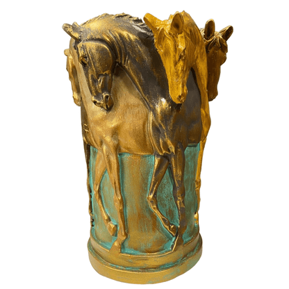 Horse Themed Vase, Gift For Horse Lovers, Decorative Vase With Horses, Horse Motif Decor, Horse Flowerpot, Horse Statue Vase, Horse Vase