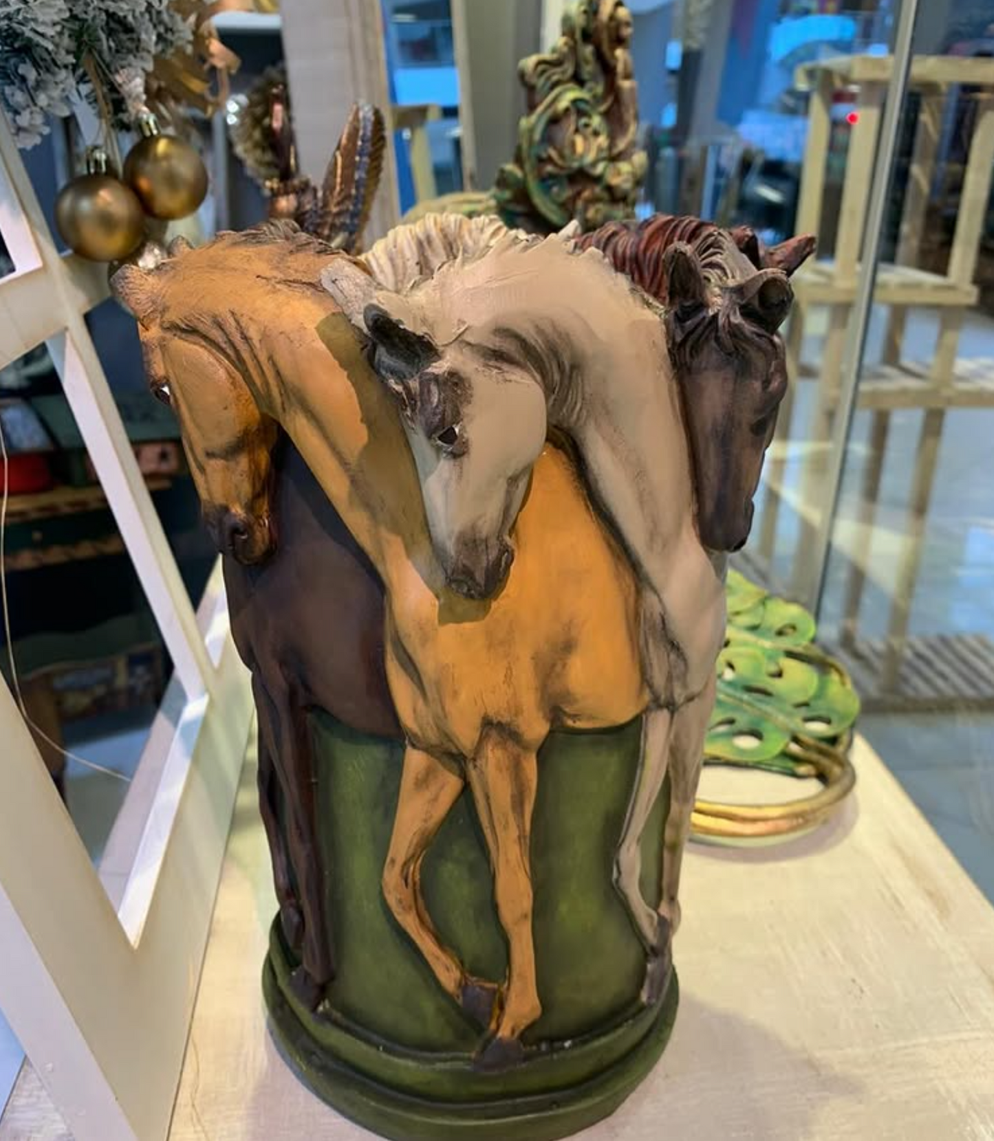 Horse Themed Vase, Gift For Horse Lovers, Decorative Vase With Horses, Horse Motif Decor, Horse Flowerpot, Horse Statue Vase, Horse Vase
