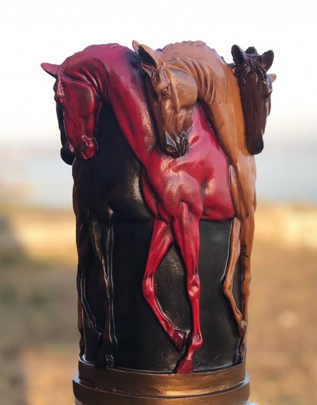 Horse Themed Vase, Gift For Horse Lovers, Decorative Vase With Horses, Horse Motif Decor, Horse Flowerpot, Horse Statue Vase, Horse Vase