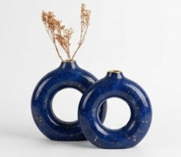 Kreisförmige Keramikvase Set-2, Minimalistische runde Hohlvase, handgefertigte Keramikvase, Wohndekor-Accessoires, Pampas-Blumenvasen, Blumenvase, Kreisvase, handgefertigte Vase