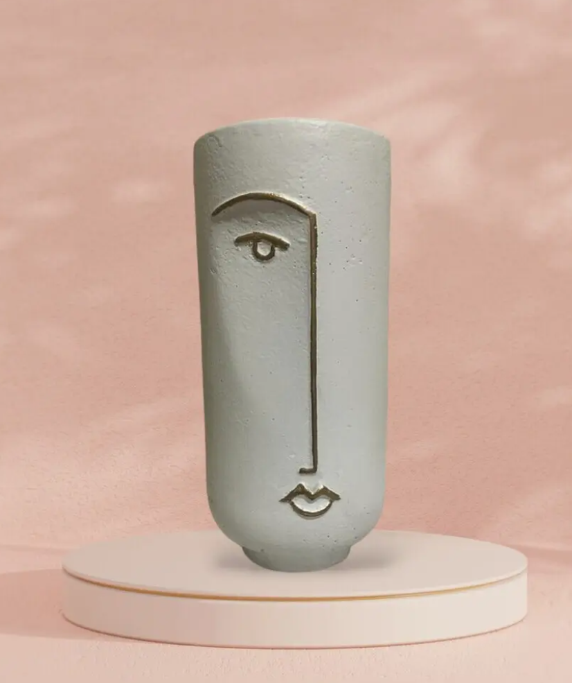 Abstract Face Vase for dried flowers, Ceramic Face Vase, Boho Home Decor, Dried Flower Vase, Scandinavian Style Vase, Minimalist Vase