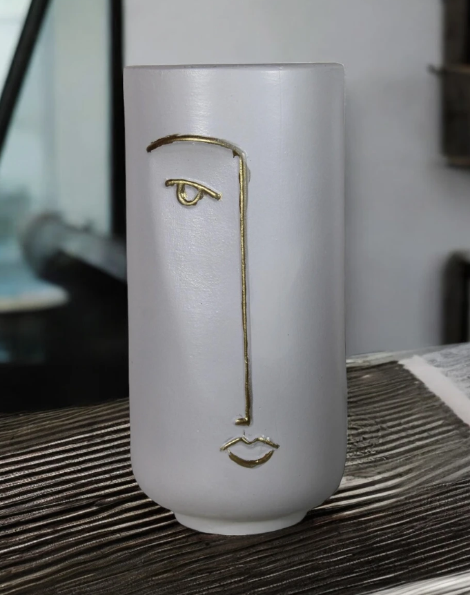 Abstract Face Vase for dried flowers, Ceramic Face Vase, Boho Home Decor, Dried Flower Vase, Scandinavian Style Vase, Minimalist Vase