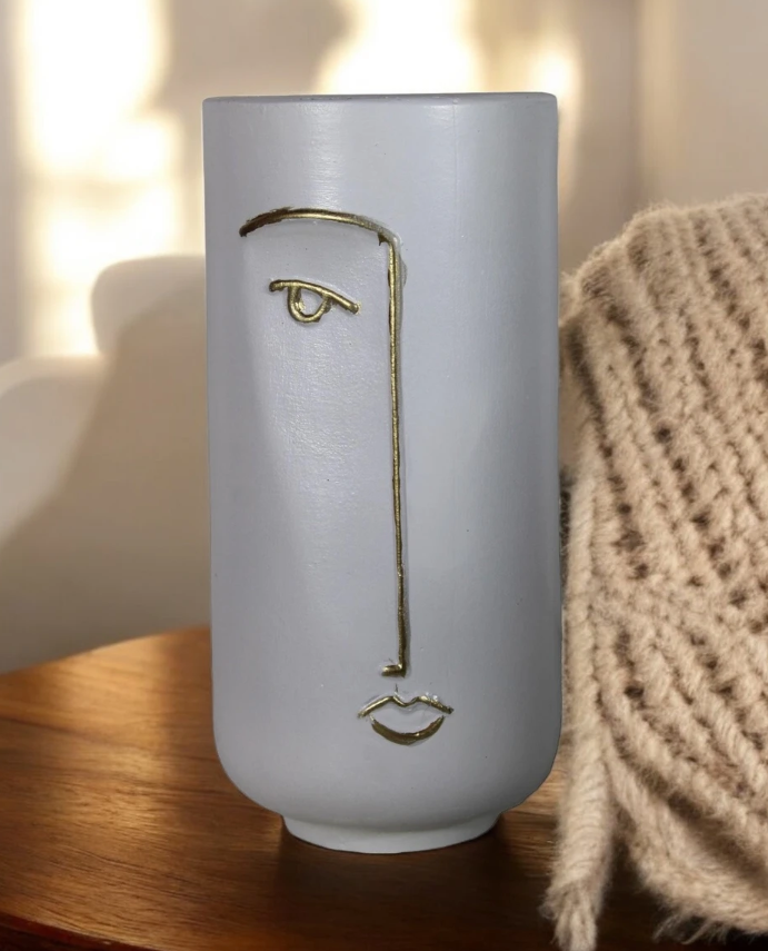 Abstract Face Vase for dried flowers, Ceramic Face Vase, Boho Home Decor, Dried Flower Vase, Scandinavian Style Vase, Minimalist Vase