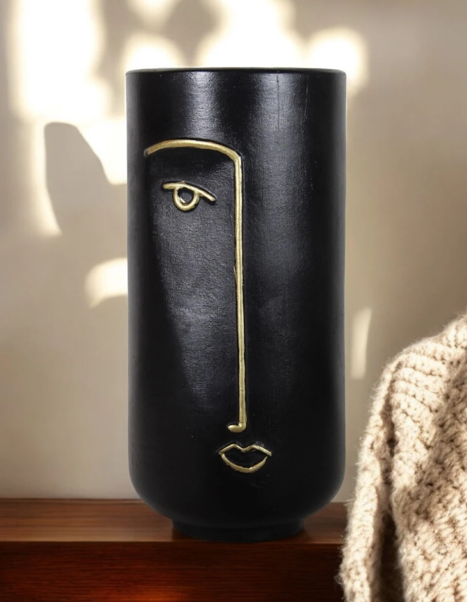 Abstract Face Vase for dried flowers, Ceramic Face Vase, Boho Home Decor, Dried Flower Vase, Scandinavian Style Vase, Minimalist Vase
