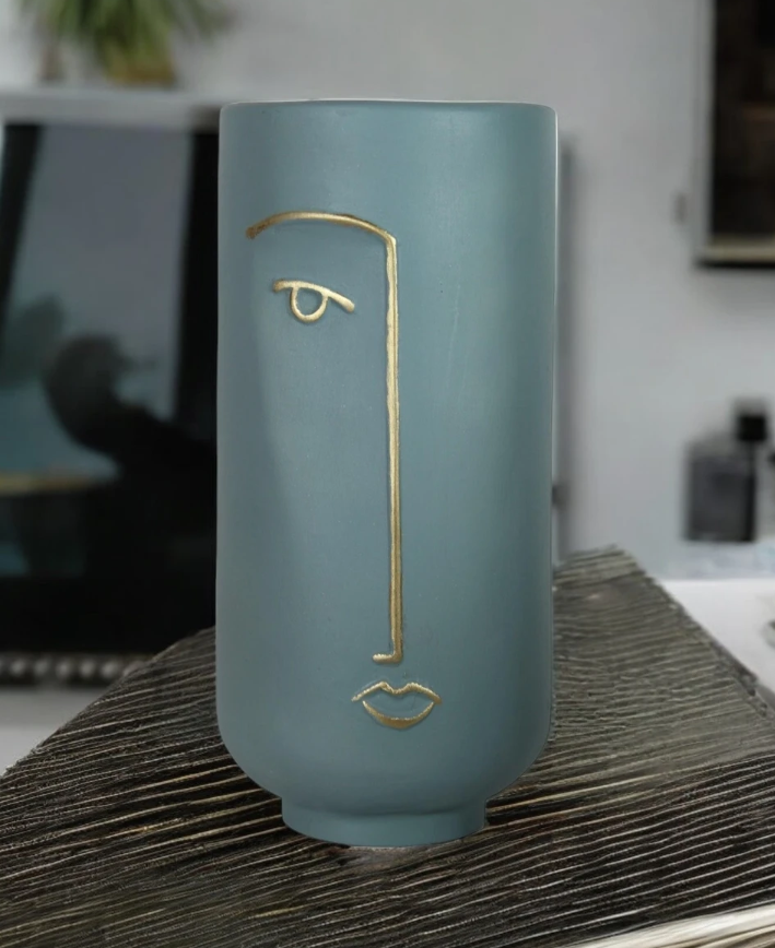 Abstract Face Vase for dried flowers, Ceramic Face Vase, Boho Home Decor, Dried Flower Vase, Scandinavian Style Vase, Minimalist Vase