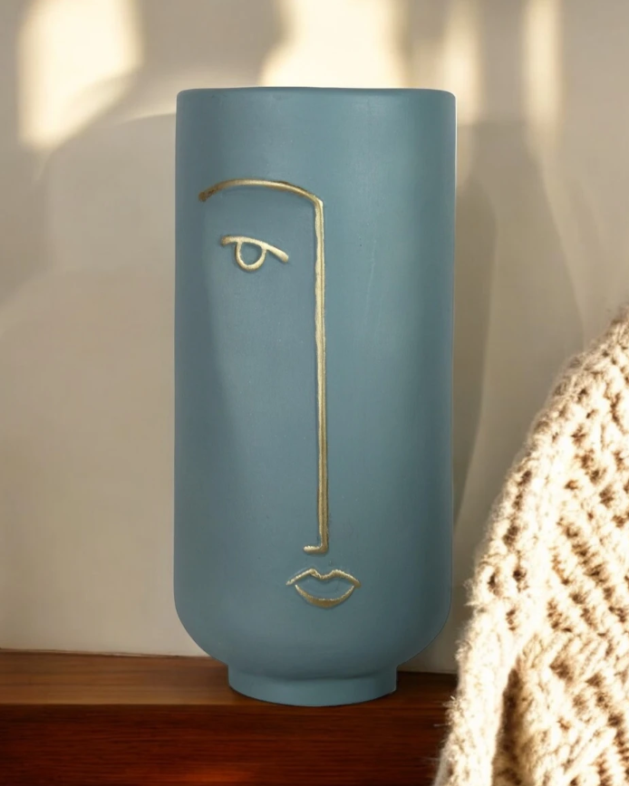 Abstract Face Vase for dried flowers, Ceramic Face Vase, Boho Home Decor, Dried Flower Vase, Scandinavian Style Vase, Minimalist Vase
