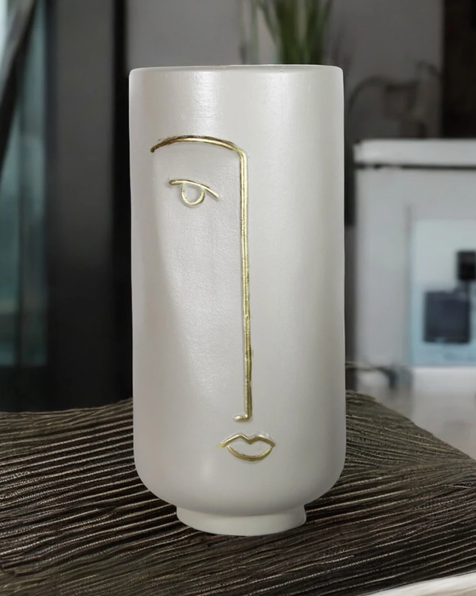 Abstract Face Vase for dried flowers, Ceramic Face Vase, Boho Home Decor, Dried Flower Vase, Scandinavian Style Vase, Minimalist Vase